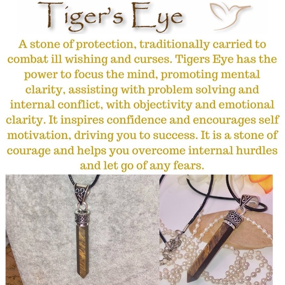 COOL Tiger's Eye Pointed Hexagon Pencil Handmade Pendant - Picture 2 of 7